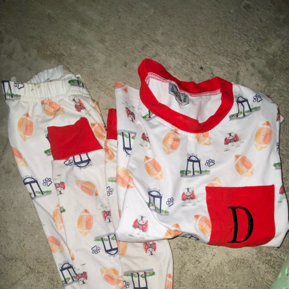 Georgia Bulldog— Saving grace smock PJs with monogram “D”